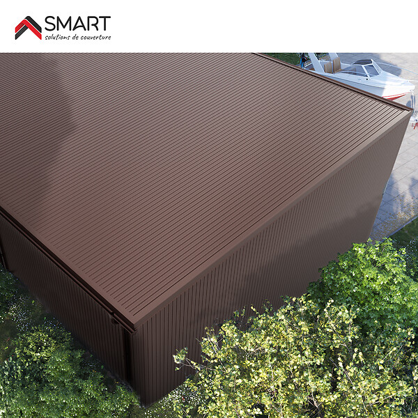 BRAVO THE SMART SOLUTION - Tôle bac acier - Toiture - Couverture - plaque H12+ Coloris Brun Chocolat RALl 8017  Dimensions 1200x906x0.40mm - large