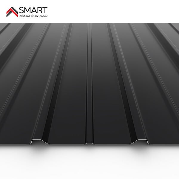 BRAVO THE SMART SOLUTION - Tôle bac acier - Toiture - Couverture - plaque H12+ Coloris Noir Brillant RAL 9005  Dimensions  2000x906x0.40 mm - large