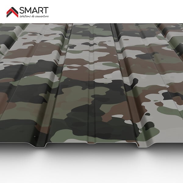 BRAVO THE SMART SOLUTION - Tôle bac acier - Bardage - panneau mural H12+ Coloris Camouflage Dimensions 2000x906x0.40mm - large