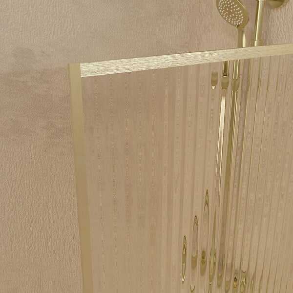 AURLANE - Pare baignoire Rabattable 80x140cm - Profilé Or Doré Brossé - Verre Trempé Ondulé 5mm - large