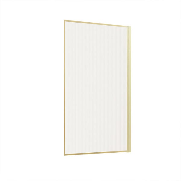 AURLANE - Pare baignoire Rabattable 80x140cm - Profilé Or Doré Brossé - Verre Trempé Ondulé 5mm - large