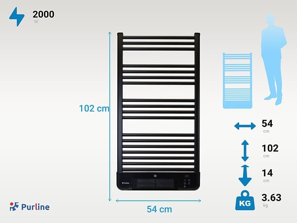 PURLINE - Radiateur sèche-serviettes avec chauffage intégré et contrôle WiFi - large
