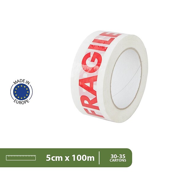 PACK AND MOVE - Pack and Move - Lot 12 Rouleaux Ruban Adhésif Transparent "Fragile" Pour Emballage Et Déménagement - 100 M - Qualité Premium - large