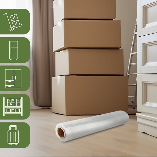 PACK AND MOVE - Pack And Move - Rouleau Film Étirable - 300 M - Transparent - Film Déménagement Film Emballage Film Palette Film Protection - large