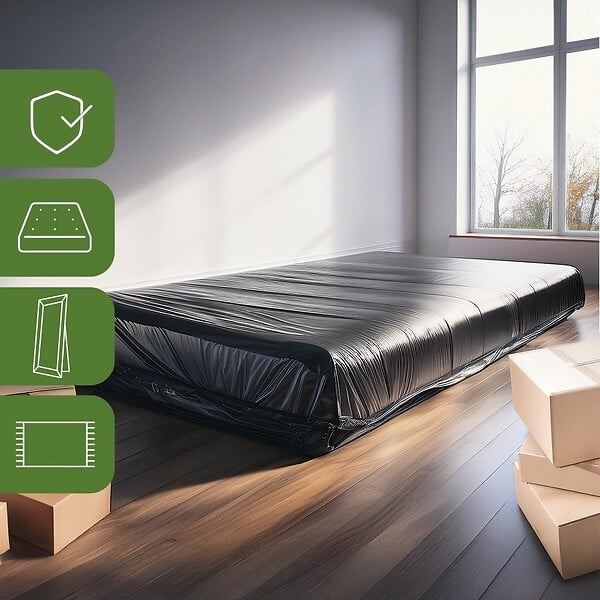 PACK AND MOVE - Pack and Move - Housse de protection matelas 1 place - 100 x 230 cm - Fermeture facile - Imperméable et anti-poussière - large