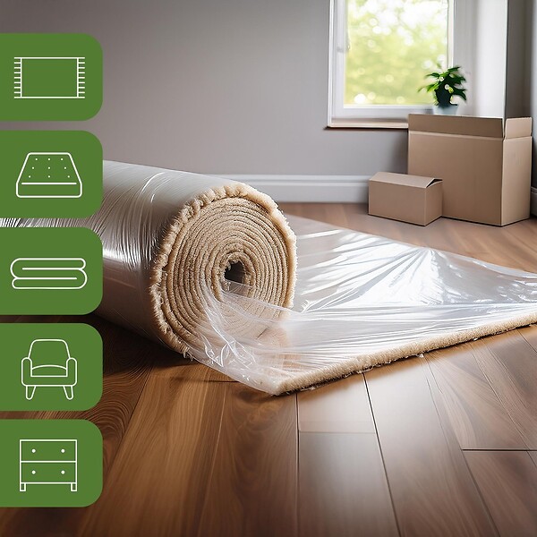 PACK AND MOVE - Pack and Move - Housse de protection tapis - Impérméable et anti-poussière - 3 m - Fermeture facile - large