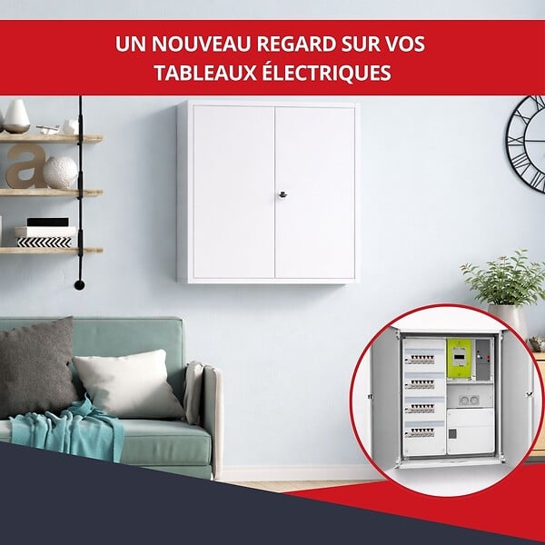 ATOLE - Coffret d'habillage ATOLE en acier blanc avec serrure à clé pour tableaux électriques double - H 92 x L 58,5 x P 16 cm - Réf. RCH2T416GSS - large