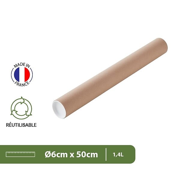 PACK AND MOVE - Pack and Move - Lot 24 tubes pour expédition et emballage - 0.6x50cm - pour affiche et poster - Avec capuchon - large