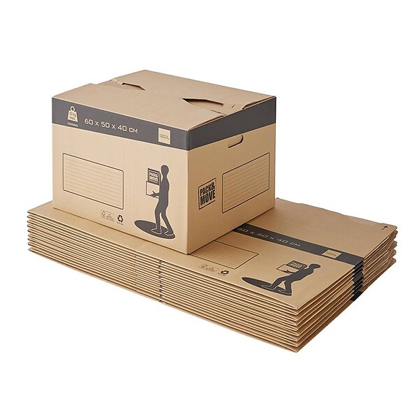 PACK AND MOVE - Pack and Move - Lot 10 cartons déménagement automatique - 60 x 50 x 40 cm - Poignées renforcées - large