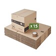 PACK AND MOVE - Pack and Move - Lot 15 cartons déménagement hauteur modubale : variable - 60 x 45 x 31-41 cm - Poignées renforcées - 1 adhésif offert - vignette