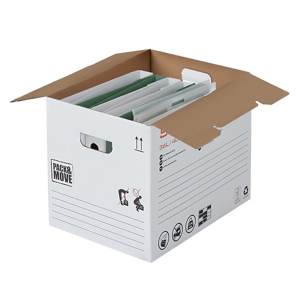 PACK AND MOVE - Pack and Move - Lot 20 cartons stockage - 55 x 30 x 30 cm - Poignées renforcées - 1 marqueur offert - large