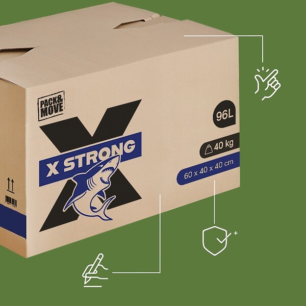 PACK AND MOVE - Pack and Move - Lot de 5 Cartons Déménagement X Strong - 60 x 40 x 40 cm - Charge 40 kg - Extrême Résistance - Grande Capacité - large