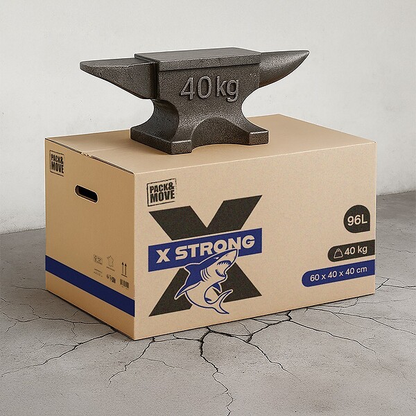 PACK AND MOVE - Pack and Move - Lot de 5 Cartons Déménagement X Strong - 60 x 40 x 40 cm - Charge 40 kg - Extrême Résistance - Grande Capacité - large