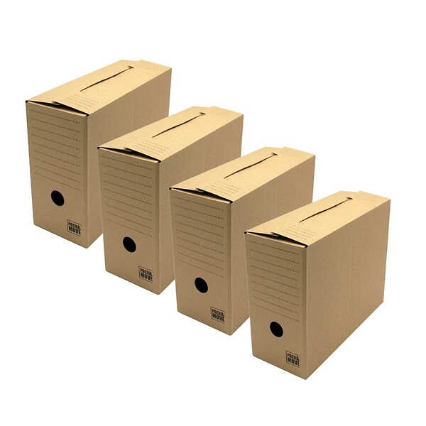 PACK AND MOVE - Pack and Move - Lot de 4 boites archives Taille M - 54 x 36 x 28 cm - Caisse de stockage incluse - large