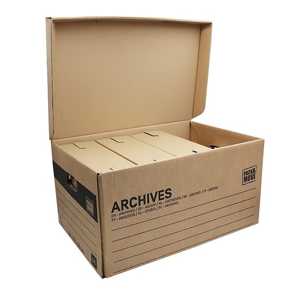PACK AND MOVE - Pack and Move - Lot de 8 boites archives Taille L - 54 x 36 x 28 cm - Caisse de stockage incluse - large