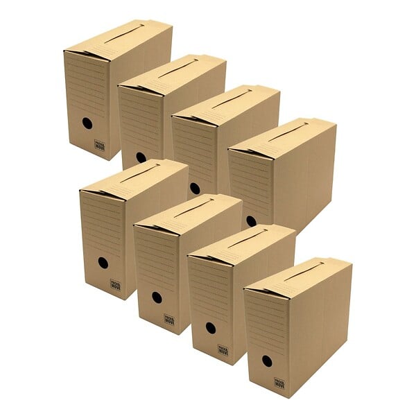 PACK AND MOVE - Pack and Move - Lot de 8 boites archives Taille L - 54 x 36 x 28 cm - Caisse de stockage incluse - large