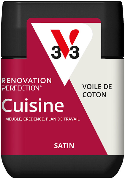 V33 PEINTURE - Peinture rénovation Cuisine satin voile de coton Testeur 75mL - large