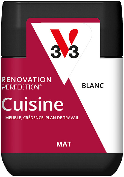 V33 PEINTURE - Peinture rénovation cuisine - Blanc Mat - Testeur 75mL - large