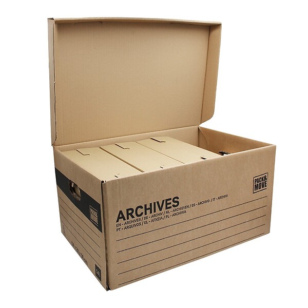 PACK AND MOVE - Pack and Move - Lot de 12 boites archives Taille XL - 54 x 36 x 28 cm - Caisse de stockage incluse - large