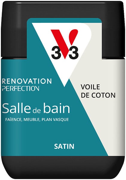 V33 PEINTURE - Peinture testeur Renov SdB Satin - Voile de coton - 75ml - large