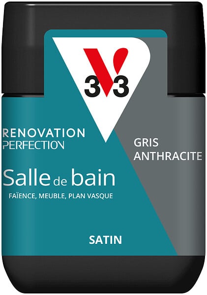 V33 PEINTURE - Peinture Renov SdB Satin Gris anthra Testeur 75ml - large