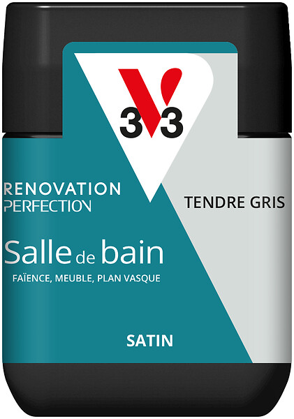 V33 PEINTURE - Peinture Renov SdB Satin Tendre gris Testeur 75ml - large