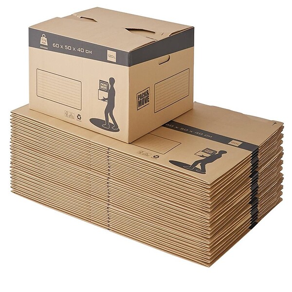 PACK AND MOVE - Pack and Move - Lot 30 cartons déménagement automatique - 60 x 50 x 40 cm - Poignées renforcées - large