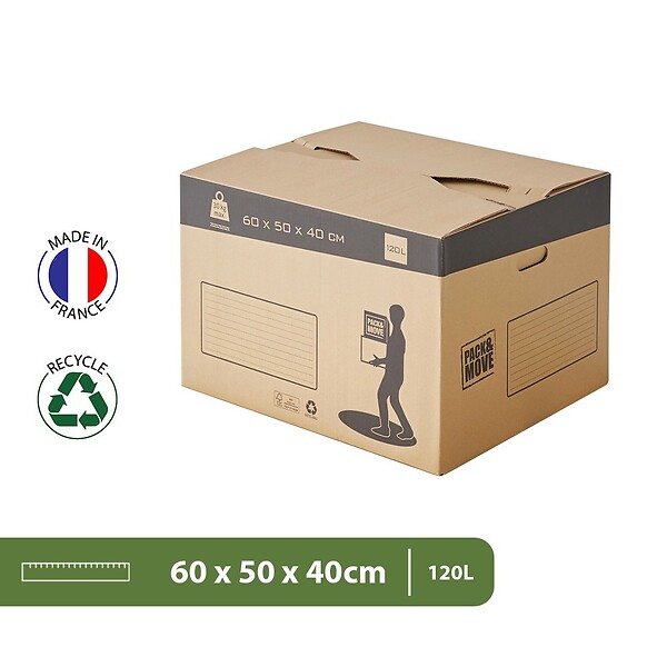 PACK AND MOVE - Pack and Move - Lot 30 cartons déménagement automatique - 60 x 50 x 40 cm - Poignées renforcées - large