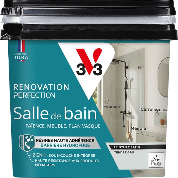 V33 PEINTURE - Peinture Renov SdB Satin Tendre gris Pot 0.75l - large