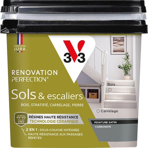 V33 PEINTURE - Peinture sol satinée - Rénovation Perfection - Gris - 0,75L - large