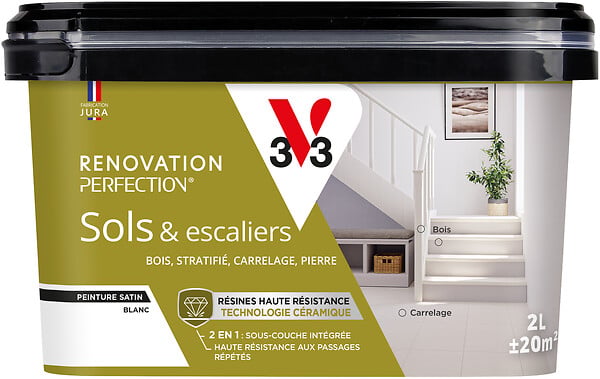 V33 PEINTURE - Peinture de rénovation sol et escalier - Blanc - 2L - large