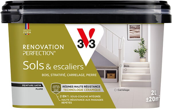 V33 PEINTURE - Peinture rénovation sol et escalier - Plume - Satinée - 2L - large