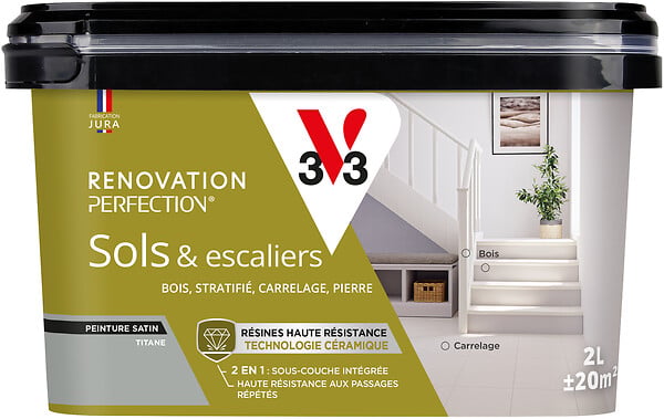 V33 PEINTURE - Peinture rénovation sol et escalier - Titane - 2L - large