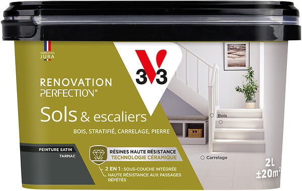 V33 PEINTURE - Peinture de renovation sol et escalier - Tarmac satinee - 2L - large