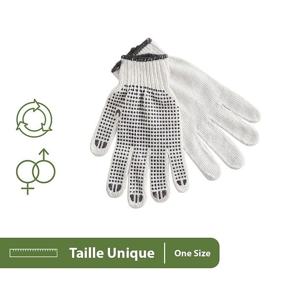 PACK AND MOVE - Pack and Move - Lot de 12 Paires de gants de travail déménagement - Coton et PVC antidérapant - Blanc et Noir - large