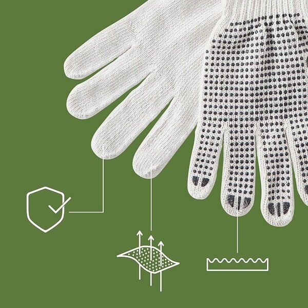 PACK AND MOVE - Pack and Move - Lot de 12 Paires de gants de travail déménagement - Coton et PVC antidérapant - Blanc et Noir - large