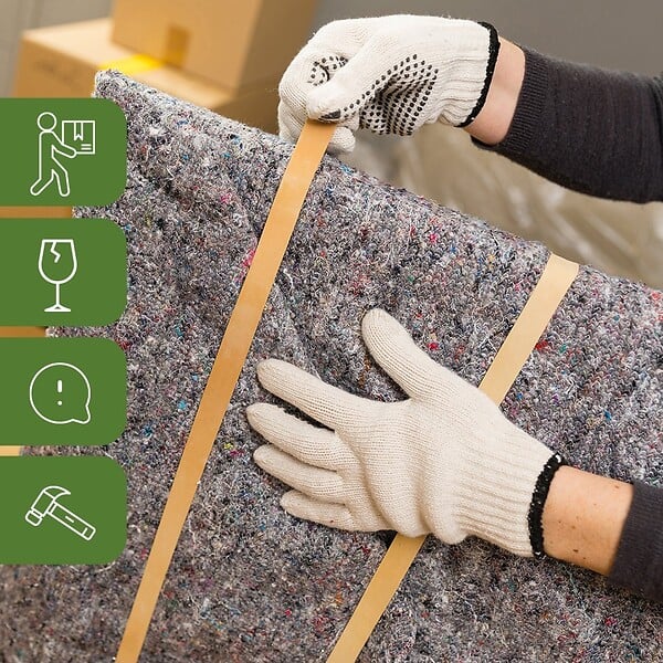 PACK AND MOVE - Pack and Move - Lot de 12 Paires de gants de travail déménagement - Coton et PVC antidérapant - Blanc et Noir - large