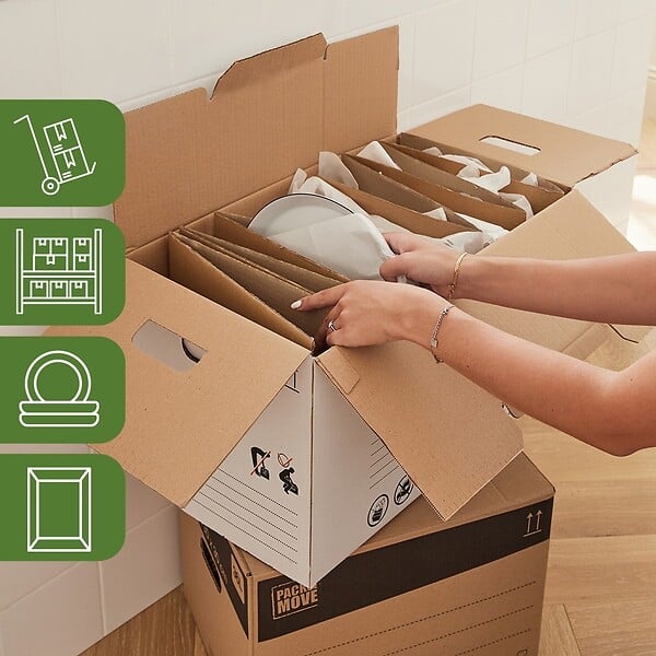 PACK AND MOVE - Pack and Move - Lot 120 croisillons de calage déménagement avec carton - 55 x 30 x 30 cm - Pour assiettes et cadres - Carton renforcé - large