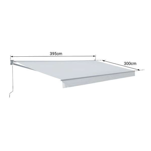 HAPPY GARDEN - Store banne SAULE 3,95 × 3m - Toile grise et structure grise - large