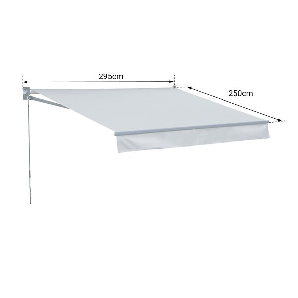 HAPPY GARDEN - Store banne SAULE 2,95 × 2,5m - Toile grise et structure grise - large