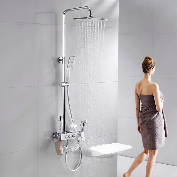 SWISS AQUA TECHNOLOGIES - Swiss Aqua Technologies Siège de douche rabattable PMR - charge 150 kg –  blanc (SATDSEDPLB) - large