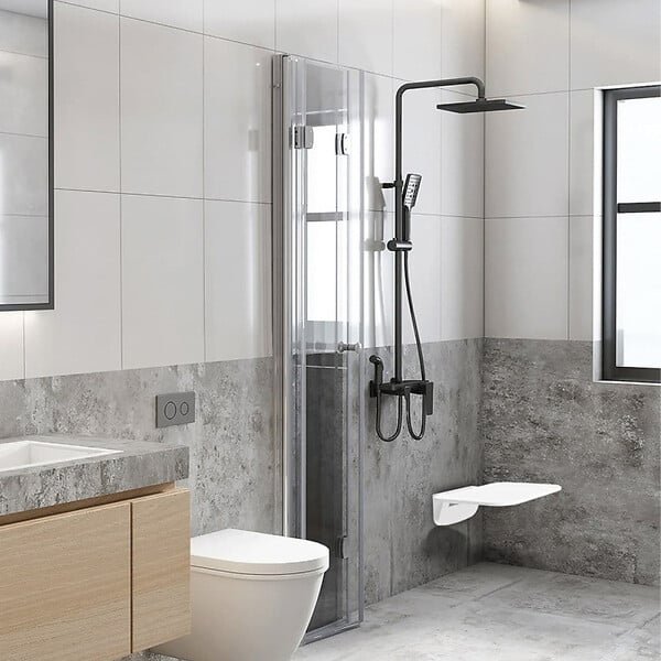 SWISS AQUA TECHNOLOGIES - Swiss Aqua Technologies Siège de douche rabattable PMR - charge 150 kg –  blanc (SATDSEDPLB) - large