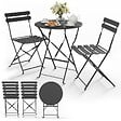 VOUNOT - Set de Bistro en metal 1 table 2 chaises Gris - vignette