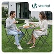 VOUNOT - Set de Bistro en metal 1 table 2 chaises Gris - vignette