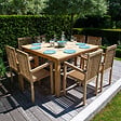 HAPPY GARDEN - Salon de jardin en teck JAVA - table carrée - 8 places - vignette