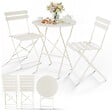 VOUNOT - Set de Bistro en metal 1 table 2 chaises Crème - vignette