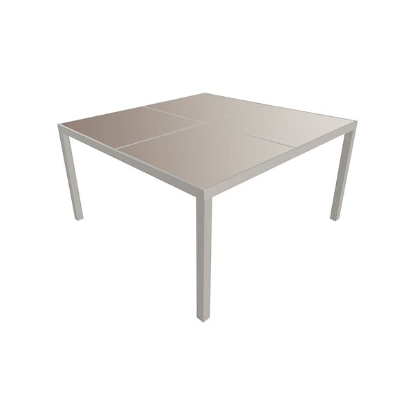HAPPY GARDEN - Salon de jardin CAGLIARI en textilène taupe 8 places - aluminium taupe - large