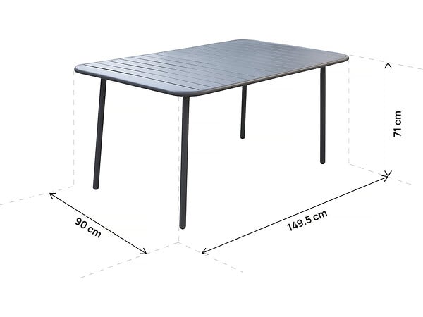 HABITAT ET JARDIN - Table et chaises de jardin en métal "Bilbao" - 6 places - Gris - large