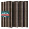 VOUNOT - Lot de 4 panneaux acoustiques muraux Tasseaux en bois MDF avec feutre noir 120x60x2.1cm chêne foncé - vignette