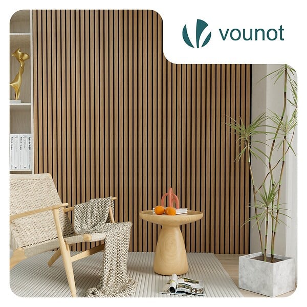 VOUNOT - Lot de 2 panneaux acoustiques muraux Tasseaux en bois MDF avec feutre noir 120x60x2.1cm chene clair - large